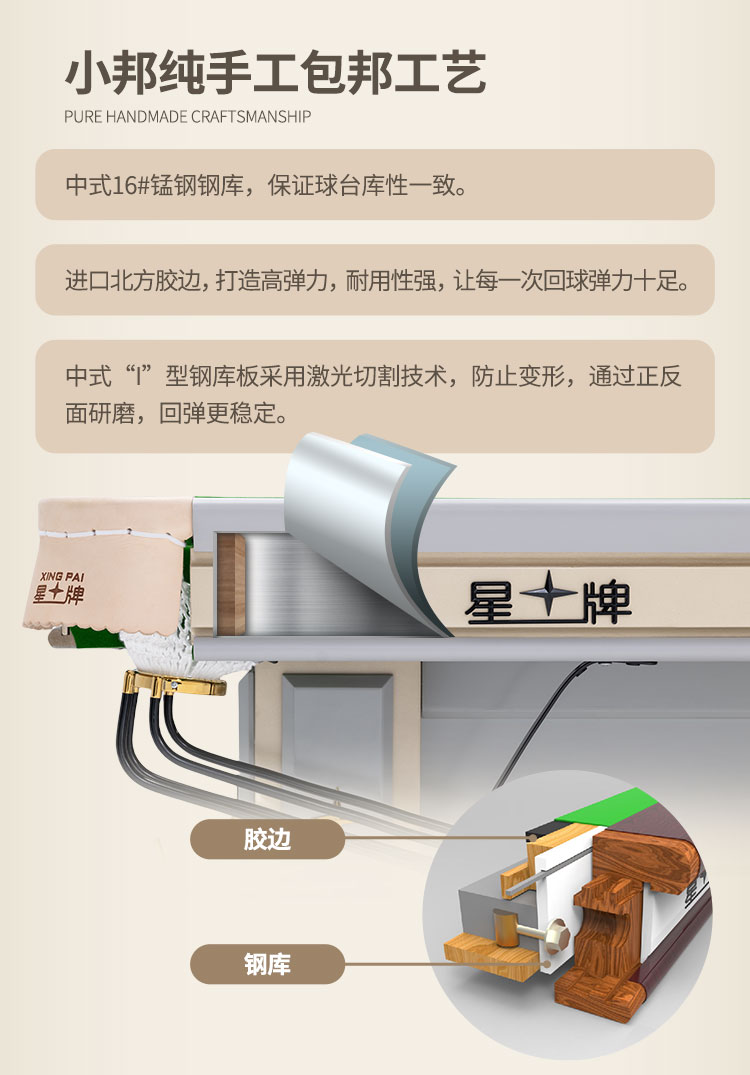 星牌中式臺(tái)球桌C19白袍型號(hào)